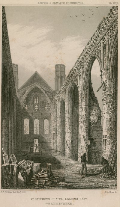 Capilla de San Esteban, Westminster, Londres, mirando al este de R. W. Billings