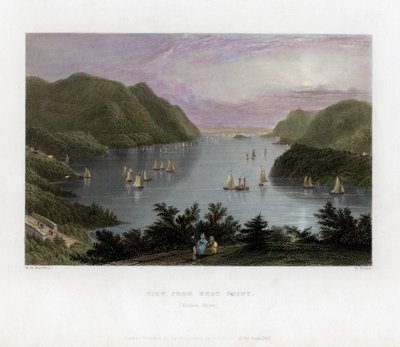 El río Hudson visto desde West Point, EE.UU., 1837 de R. Wallis