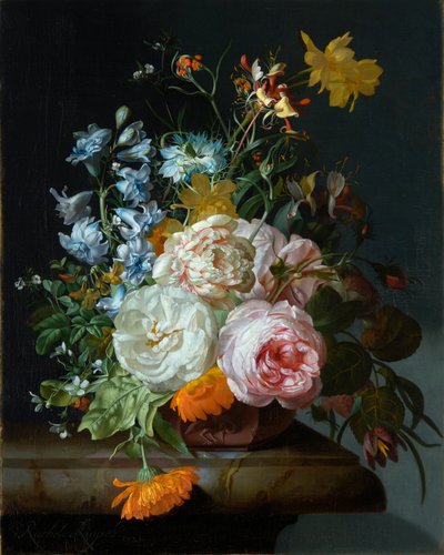 Flores en jarrón de terracota de Rachel Ruysch