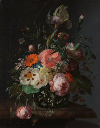 Bodegón con flores sobre una mesa de mármol de Rachel Ruysch