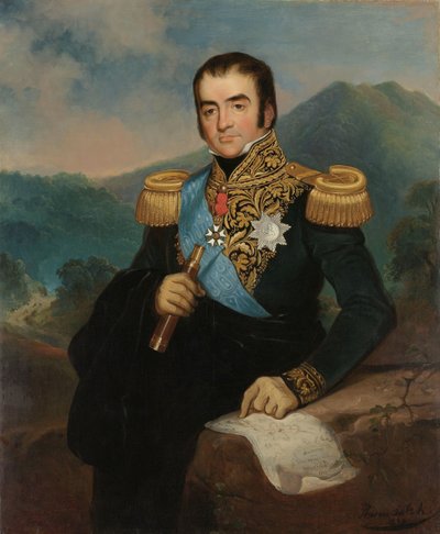 Retrato póstumo de Herman Willem Daendels, Gobernador General de las Indias Orientales Holandesas de Raden Sarief Bastaman Saleh