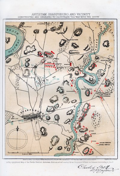 Mapa de Antietam, Sharpsburg y alrededores, Maryland, 1862 1862-1867 de Rae Smith