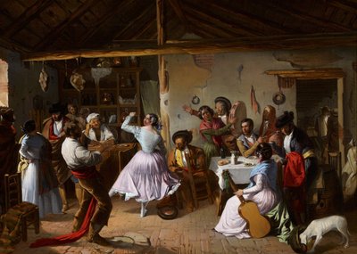 Baile en una posada - Benjumea, Rafael (c. 1825-c. 1887) - 1850 - Óleo sobre lienzo - 46x65 - Museo Carmen Thyssen, Málaga de Rafael Benjumea