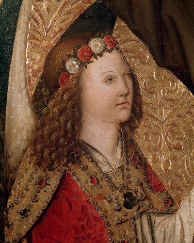 Un ángel, detalle del retablo de San Bernardino de Siena (óleo sobre tabla) de Rafael & Figuera Joan (active c.1454 1477) Tomas