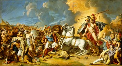 Una escena de las guerras de Troya de Rafaelle Calliano