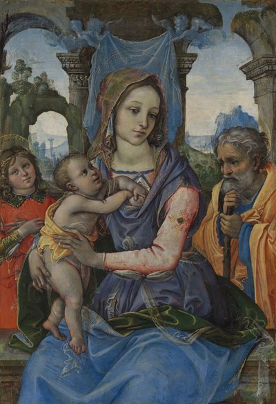 Madonna y Niño con San José y un Ángel de Raffaellino del Garbo