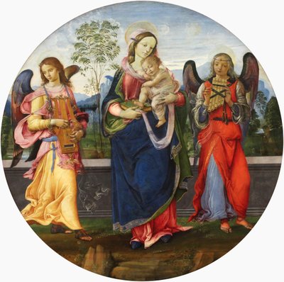 Virgen con el Niño y dos ángeles tocando música de Raffaellino del Garbo