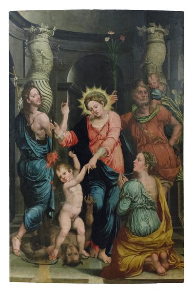 Virgen del rescate entre los santos Juan Bautista y Cristóbal de Raffaellino di Michelangelo (16th century)