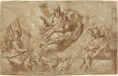 Dios Padre y ángeles en las nubes de Raffaello Motta