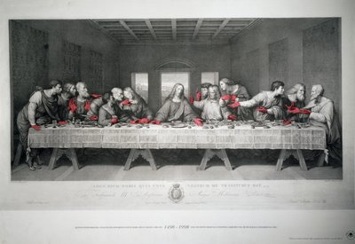 Grabado realizado con motivo del V centenario de la Última Cena de Leonardo da Vinci en Santa Maria delle Grazie, Milán de Raffaello Sanzio Morghen