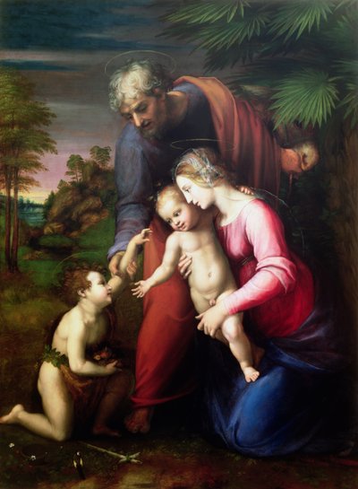 Sagrada Familia con San Juan Bautista, 1513-14 de Raffaello Sanzio Raphael