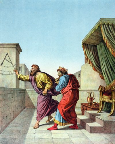 El Rey Ezequías recibe una señal de Dios a través de Isaías de que vivirá otros 15 años de Raffaello Sanzio Raphael