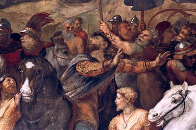 Papa León I, Repeliendo a Atila (detalle), 1511-14 de Raffaello Sanzio Raphael