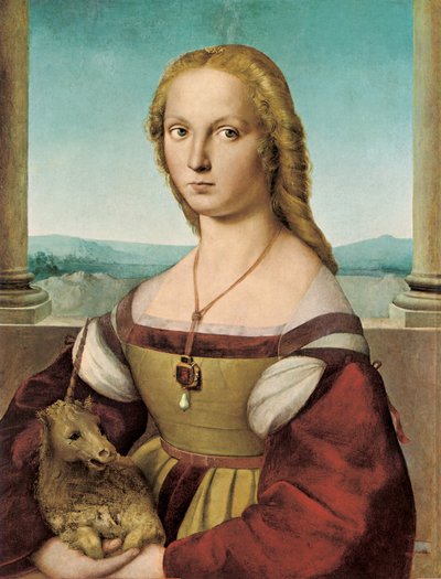 Retrato de una joven con un unicornio, 1505-1506 de Raffaello Sanzio Raphael