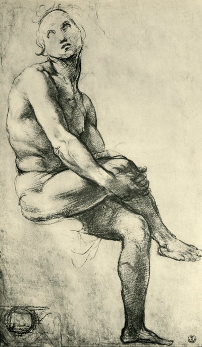 Desnudo masculino sentado, 1509-1511, 1943 de Raffaello Sanzio Raphael