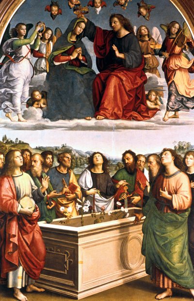 La coronación de la Virgen, Altar de Oddi, 1502-1503 de Raffaello Sanzio Raphael