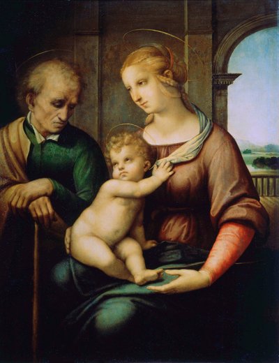 La Sagrada Familia, o Madonna con José sin barba, c1506 de Raffaello Sanzio Raphael