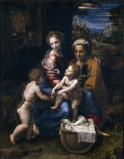 La Sagrada Familia con Juan el Bautista y Santa Isabel La Perla de Raffaello Sanzio Raphael