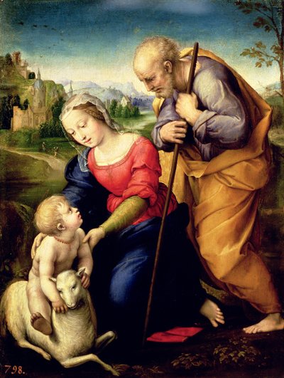 La Sagrada Familia con un cordero, 1507 de Raffaello Sanzio Raphael