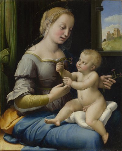 La Madonna de los claveles La Madonna dei Garofani, ca 1506-1507 de Raffaello Sanzio Raphael