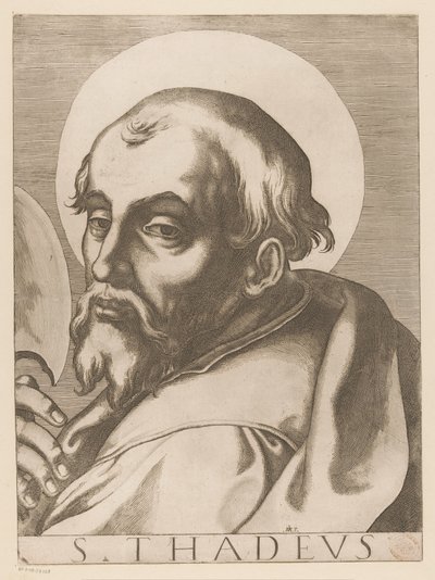 Heilige Judas Tadeo San Tadeo (título sobre el objeto) Cristo, María en de twaalf apostelen (título de la serie) El Sagrado Colegio Apostólico (título de la serie) de Raffaello Schiaminossi