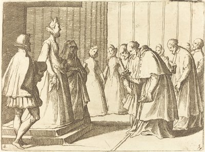 Margarita de Austria Recibiendo el Homenaje de Cardenales y Prelados de Raffaello Schiaminossi