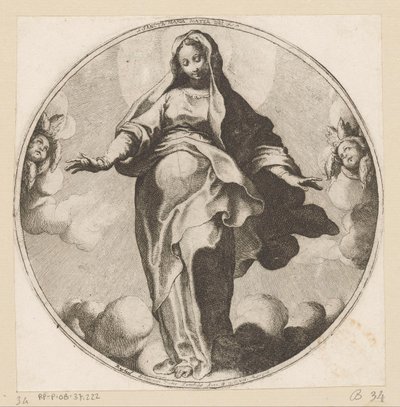 María en las nubes Sancta Maria Mater Dei (título sobre el objeto) de Raffaello Schiaminossi
