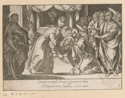 Presentación de van Christus en el templo Vijftien Mysteries van de Rozenkrans (título de la serie) Quince Misterios del Rosario de la Santísima Virgen María (título de la serie) de Raffaello Schiaminossi