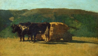 Carreta tirada por bueyes negros de Raffaello Sernesi (1838-1866) de Raffaello Sernesi