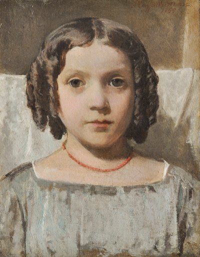 Chica con collar de coral de Raffaello Sernesi