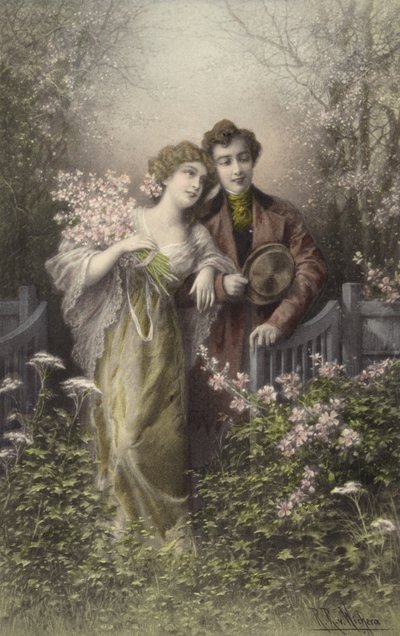 Pareja con flores de Raimund Ritter Von Brennerstein Wichera