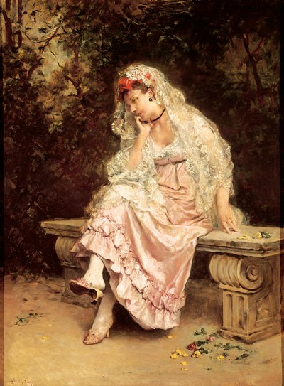 Joven mujer en un jardín. Alrededor de 1900. Bilbao, Museo de Bellas Artes. de Raimundo de Madrazo y Garreta