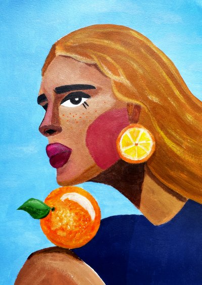 Mujer con naranja de Raissa Oltmanns