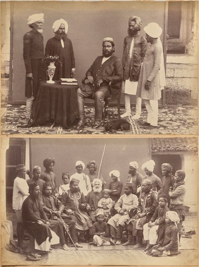 Ramkishore Singh, Rewa (recto, arriba); familia de Mowhri Rahman Alli Khan, Rewa (recto, abajo) de Raja Deen Dayal