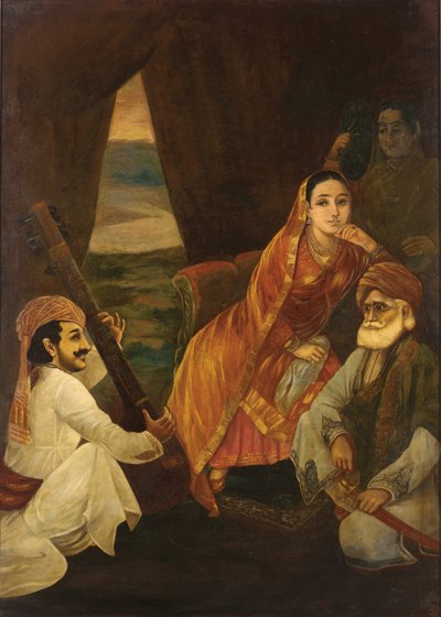 Escena de la corte de Raja Ravi Varma