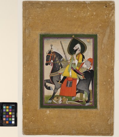 Bakhtawar Singh conquista un león, c.1800 de Rajasthani School