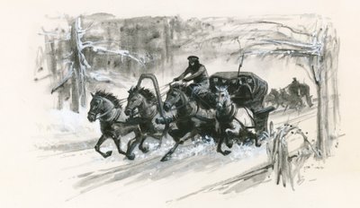 Dostoievski y sus compañeros de prisión fueron metidos en trineos cerrados para el largo viaje a Siberia. de Ralph Bruce