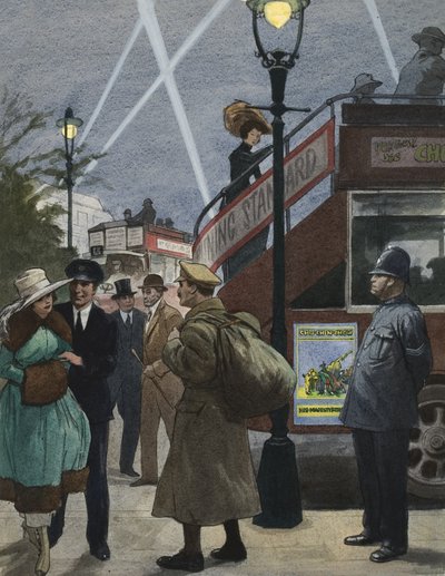 Londres en la Primera Guerra Mundial (gouache sobre papel) de Ralph Bruce