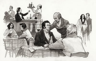 Schubert y sus amigos (gouache sobre papel) de Ralph Bruce