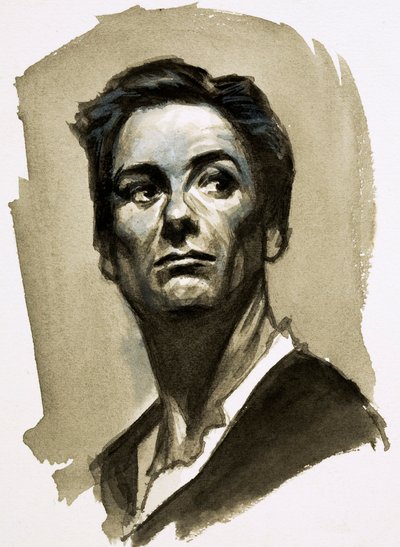 Sir John Gielgud como Hamlet (gouache sobre papel) de Ralph Bruce