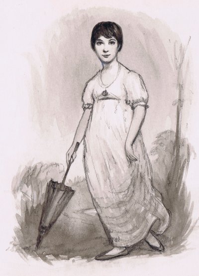 La joven Jane Austen (lápiz y acuarela) de Ralph Bruce