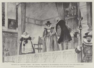 Comedia de Beaumont y Fletcher, El Coxcomb, interpretada por la Sociedad de Escenario Isabelino en el Inner Temple Hall de Ralph Cleaver