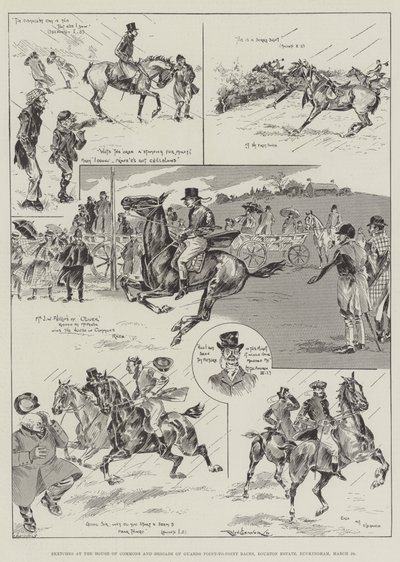 Bocetos en la Cámara de los Comunes y carreras de punto a punto de la Brigada de Guardias, Bourton Estate, Buckingham, 26 de marzo de Ralph Cleaver