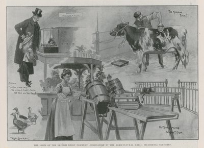 El espectáculo de la Asociación Británica de Agricultores Lecheros en el Salón Agrícola (grabado) de Ralph Cleaver