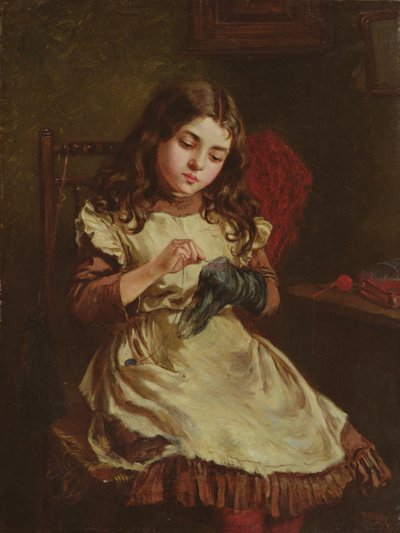 Remendando el calcetín, 1882 de Ralph Hedley