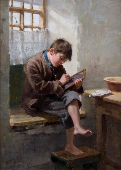 Lecciones en casa, 1887 de Ralph Hedley