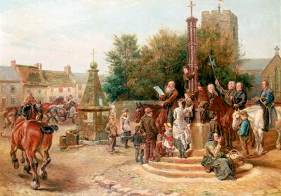 Proclamando la Feria de Stagshaw en Corbridge de Ralph Hedley