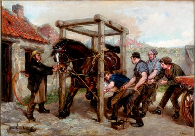 Herrando la yegua baya, c.1885-90 de Ralph Hedley