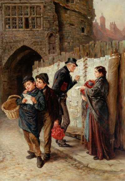 El vendedor de baladas, la Puerta Negra, 1884 de Ralph Hedley