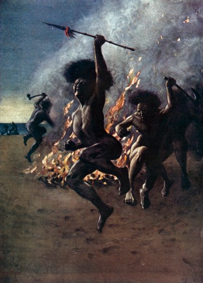 Ilustración para Robinson Crusoe de Daniel Defoe (litografía en color) de Ralph Noel Pocock